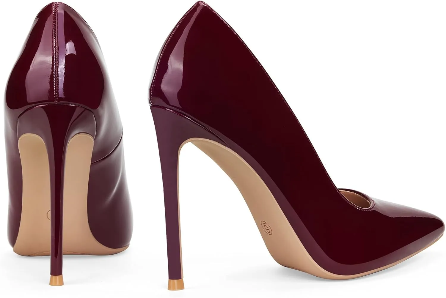 Women High Heels 4 inch Stiletto Pumps Sexy Pointed Toe Patent Leather Slip On High Heel Dress Evening Party Pump Shoes