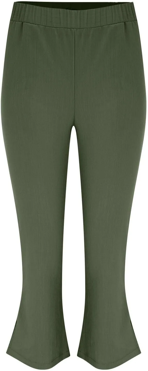 Women Linen Pants Summer and Linen Buttoned Cropped Pants with Elastic Waist for Women's Womens Linen Pants Straight Leg