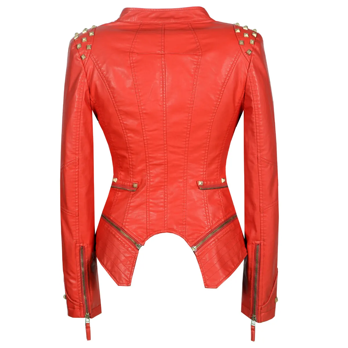 Women punk rivet short slim jacket
