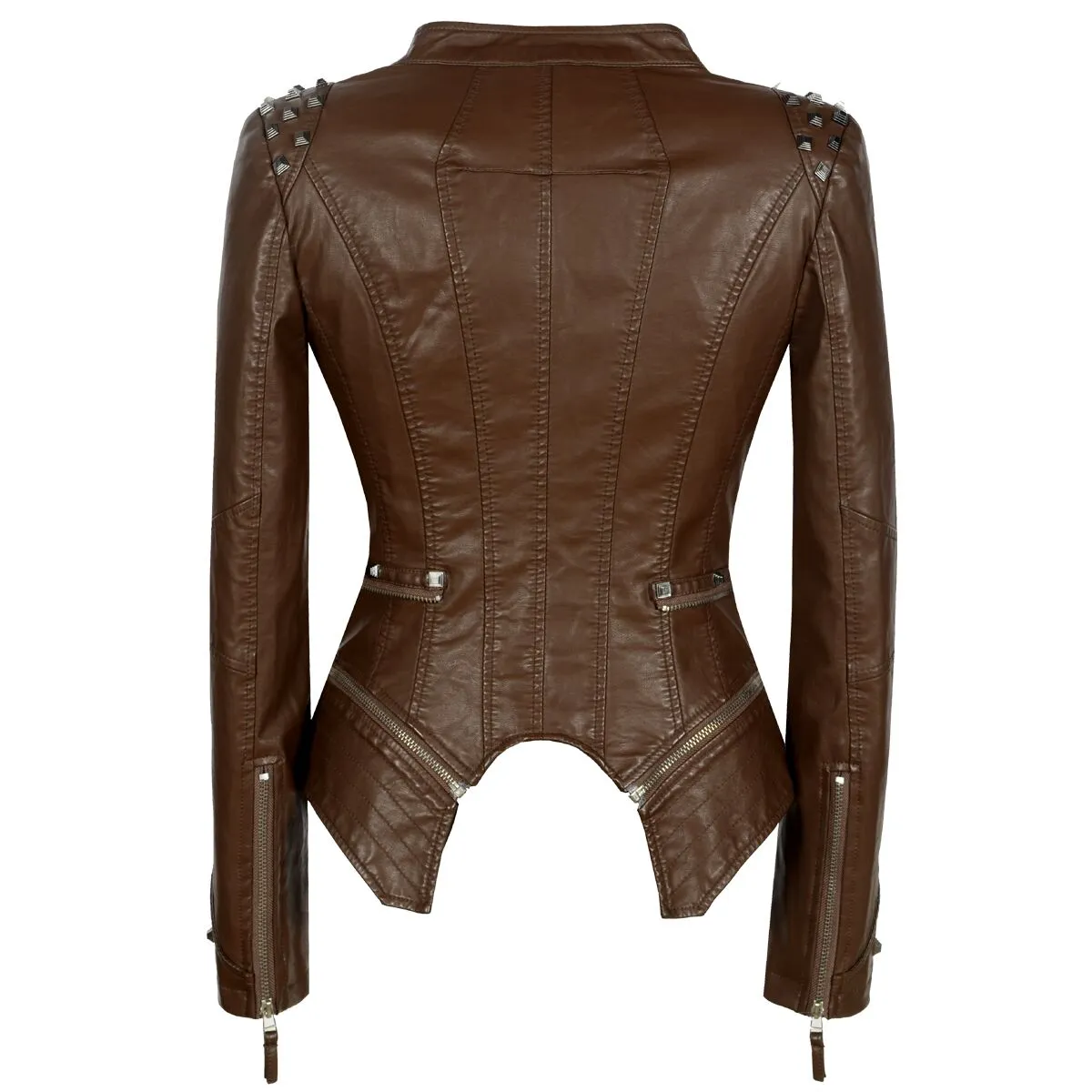 Women punk rivet short slim jacket