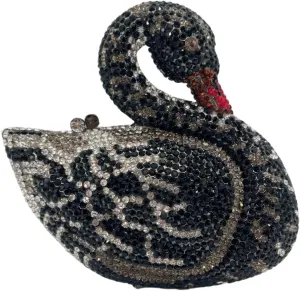 Women Swan Rhinestone Evening Bag Glitter Crystal Clutch Purse Elegant Handbag for Wedding Engagement Date