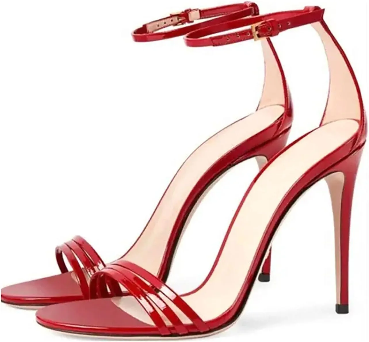 Women's 3-Strap Peep Toe Sandals, Stiletto Heels Evening Wedding Party