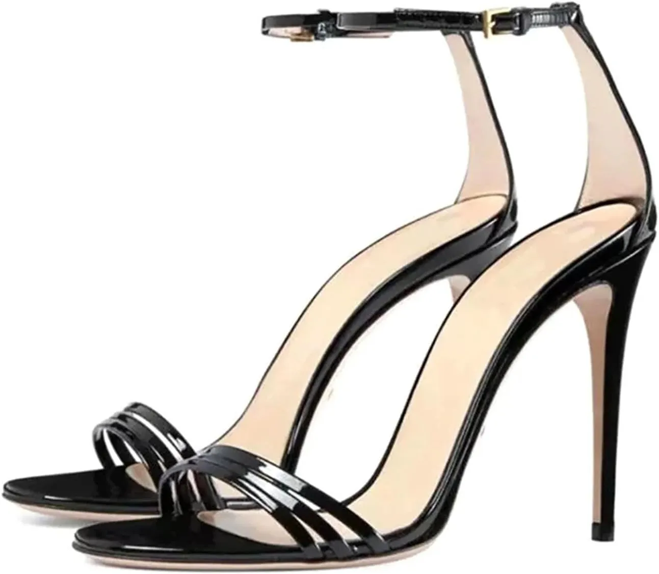 Women's 3-Strap Peep Toe Sandals, Stiletto Heels Evening Wedding Party