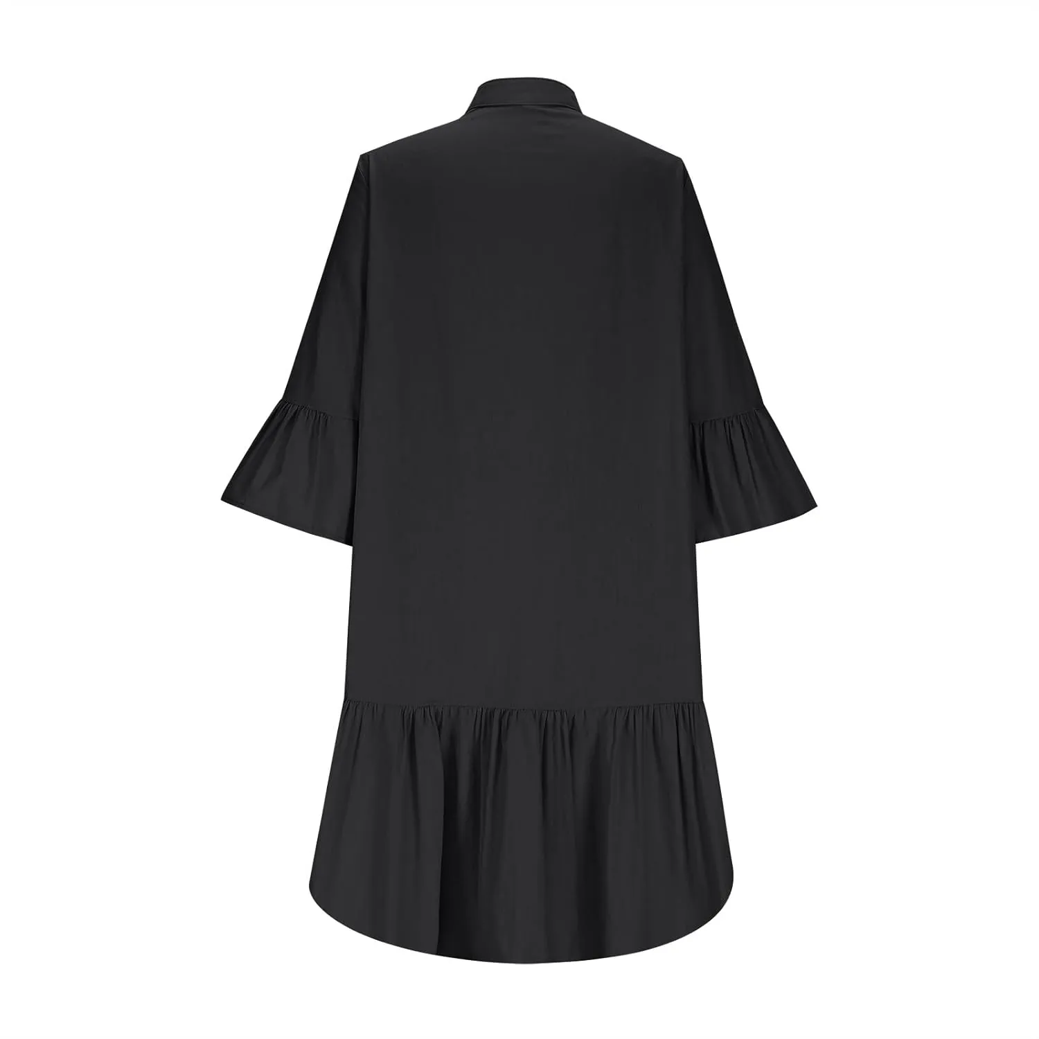 Womens Button Down Shirt Dress 3/4 Sleeve Trendy Casual Tiered Mini Dress Linen Loose Fit Solid Flowy Ruffle Dresses