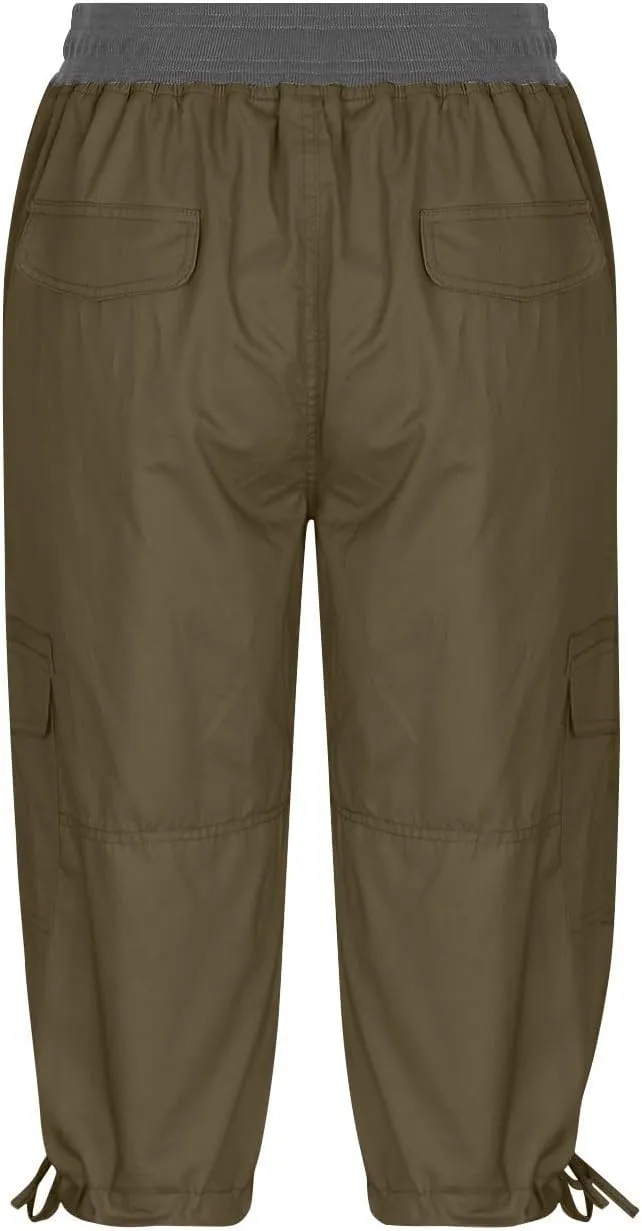 Women's Capri Pants Summer Lightweight Outdoor Hiking Capris with Drawstring Cargo Pockets Yoga Cropped Pant