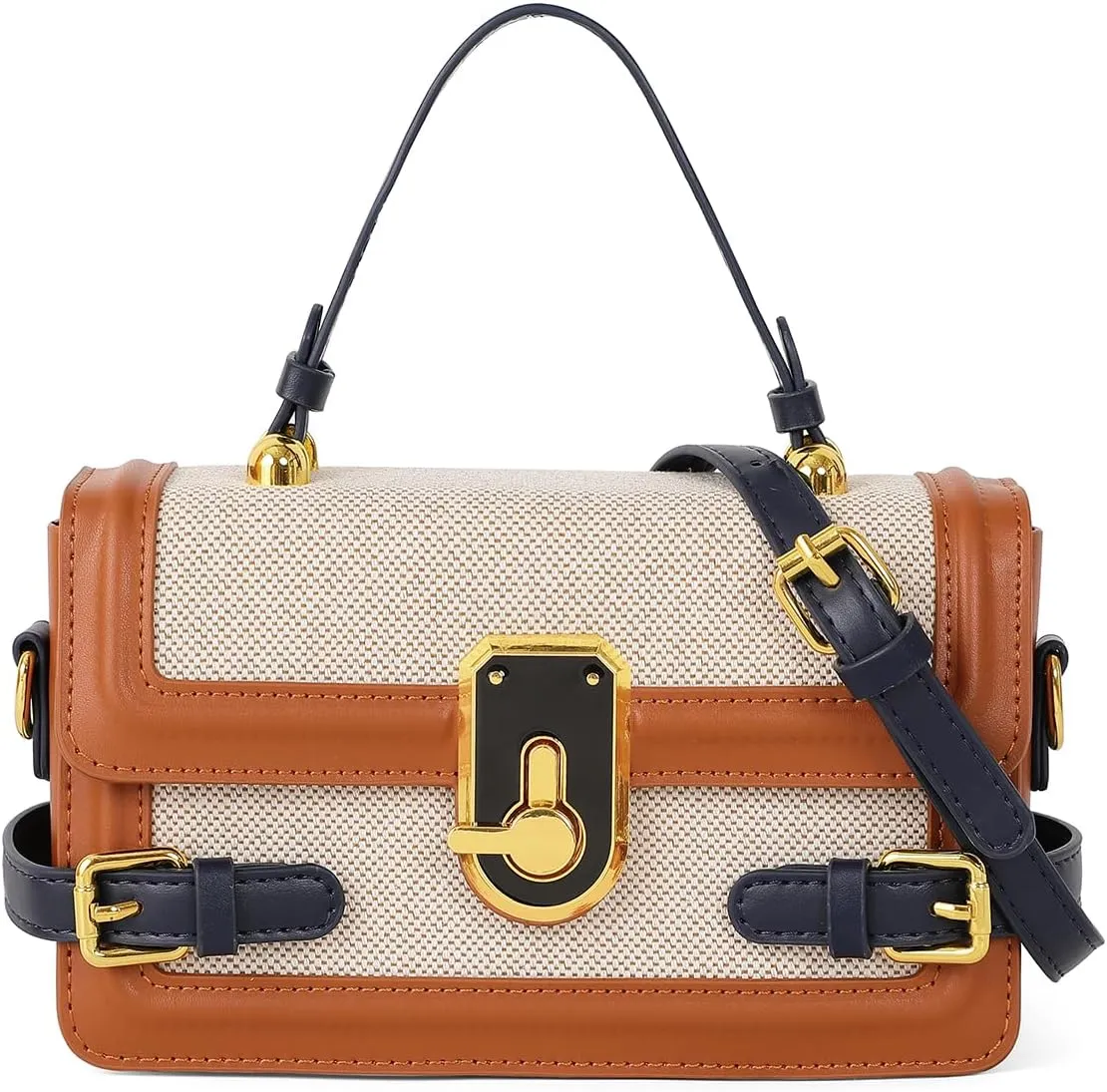 Womens Chic Crossbody Shoulder Bags Small Totes PU Leather Evening Clutch Purse Splicing Handbag Elegant Satchel