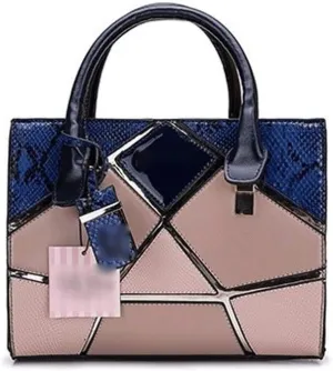 Women's Handbags Fashion Women Handbag Casual Patchwork Color Design Serpentine Stereotypes Shoulder Bag (Blue)