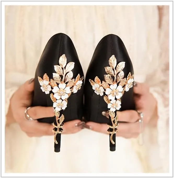 Women's High Heels Pointed Toe Closed Unique High Heels Stiletto Heels Satin Evening Prom Dress Shoes