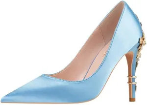 Women's High Heels Pointed Toe Closed Unique High Heels Stiletto Heels Satin Evening Prom Dress Shoes