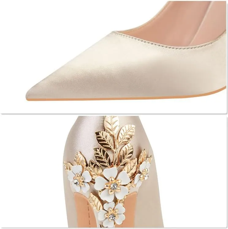 Women's High Heels Pointed Toe Closed Unique High Heels Stiletto Heels Satin Evening Prom Dress Shoes