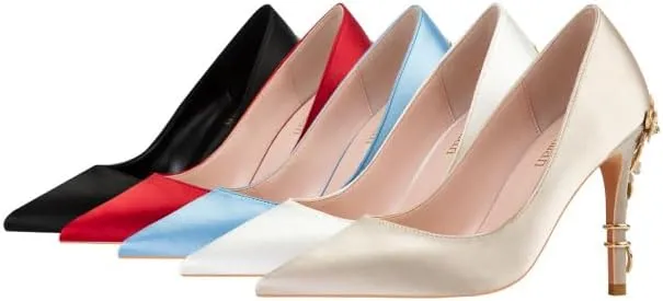 Women's High Heels Pointed Toe Closed Unique High Heels Stiletto Heels Satin Evening Prom Dress Shoes