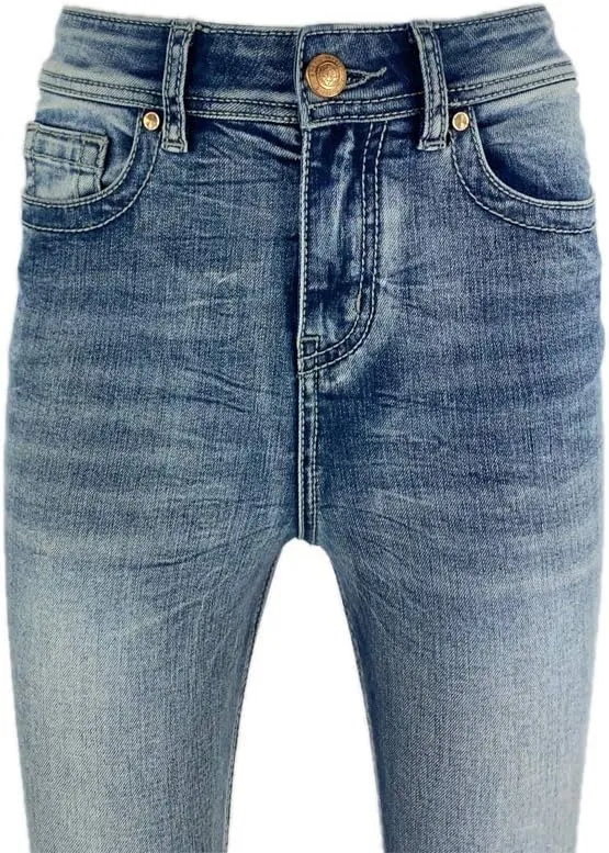Women's High Rise Stretch Embroidered Sequins Slim Skinny Denim Jeans Tenths Pants