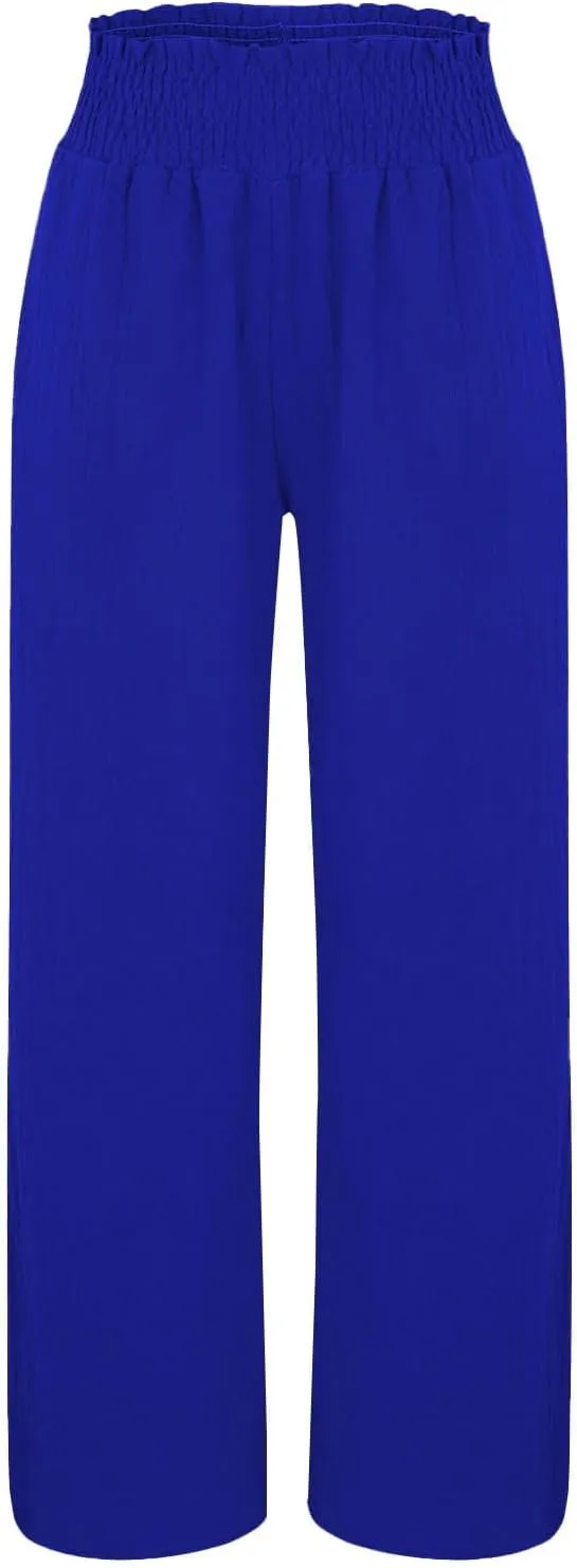 Women's Linen Palazzo Pants Wide Leg High Waistband Summer Boho Trousers Casual Travel Vacation Lounge Comfy Outfits