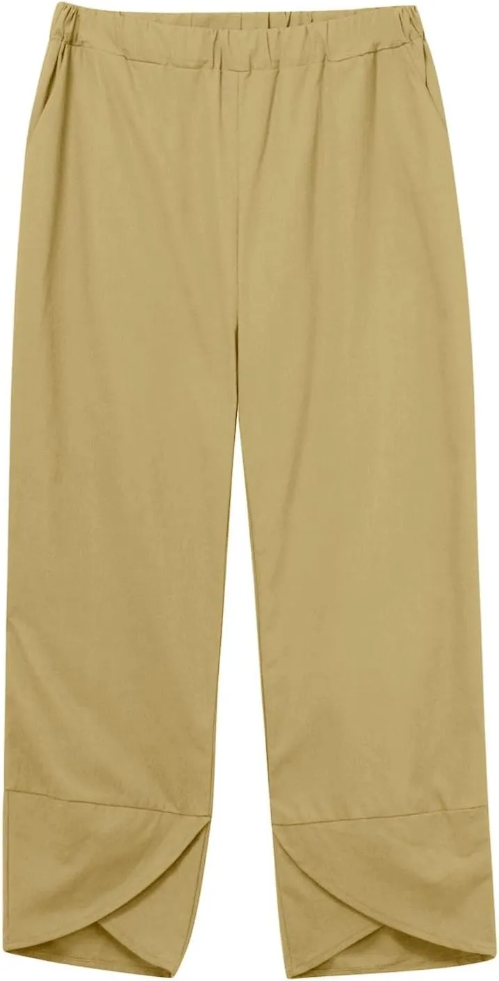 Womens Linen Sets 2 Piece Oversized 3/4 Length Sleeve Comfy Shirts Summer V Neck Loose Wide Leg Pants with Pockets