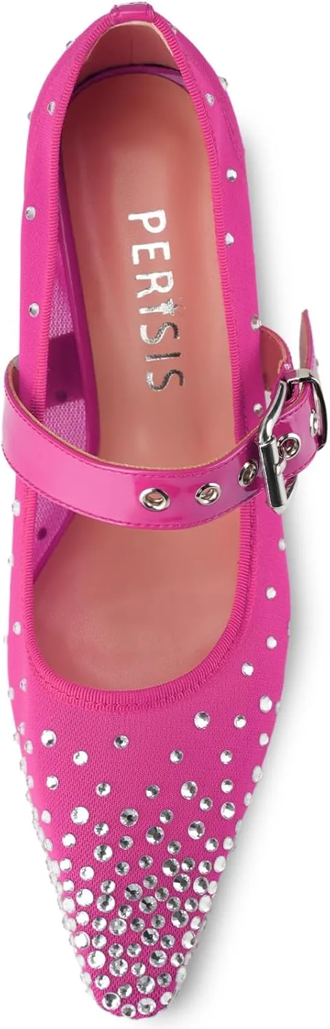 Women's Mesh Closed Square Toe Heels Rhinestone Ankle Strap Buckle Kitten Heeled Mary Jane Pumps Dressy Prom Wedding Sandals Shoes 2 inch