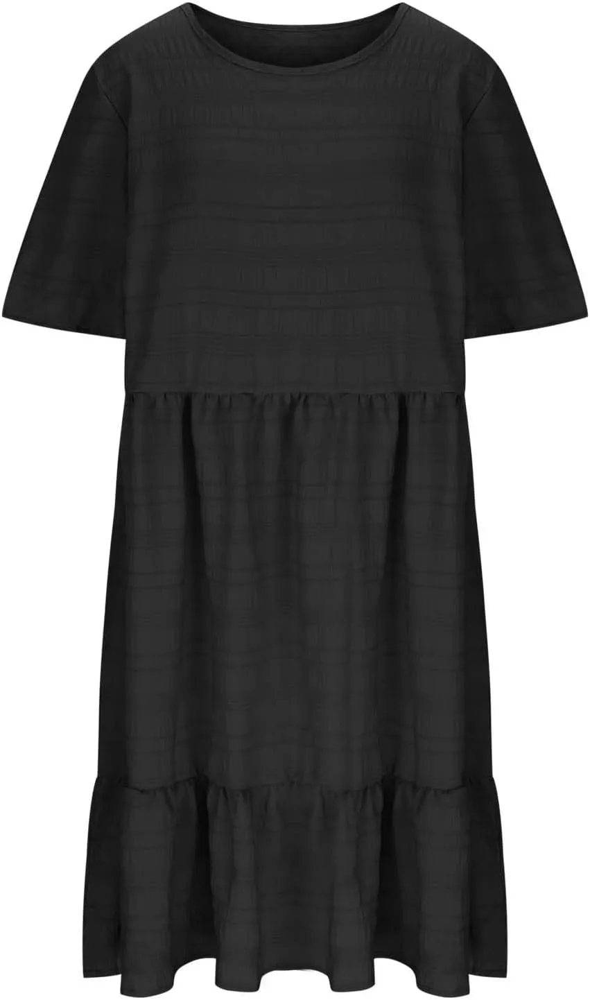 Womens Plus Size Mini Dress Pleated Patchwork Dresses Short Sleeve Crewneck Sundress Beach Wedding Guest Clothes 2025