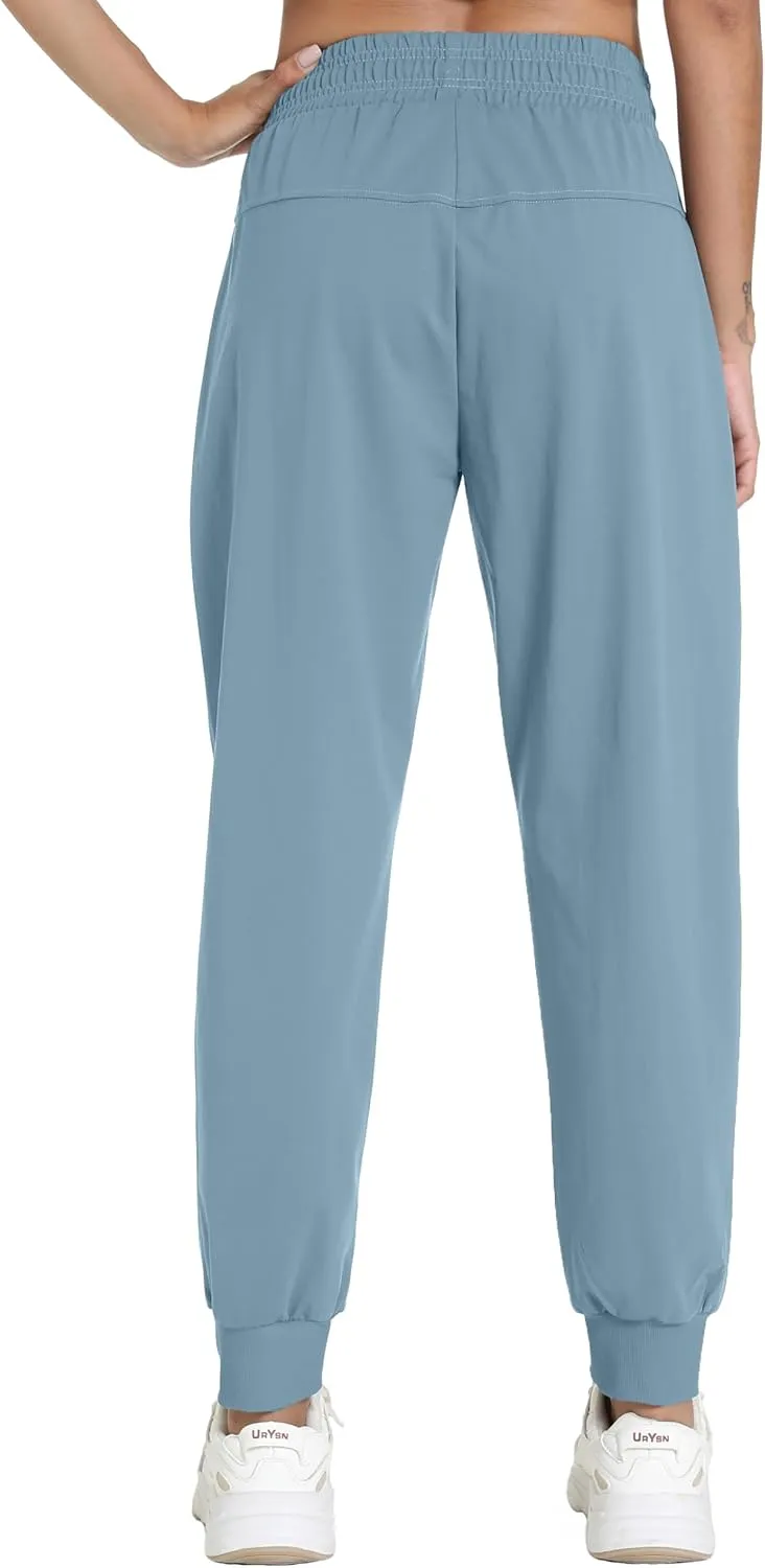 Women's Quick-Dry Lightweight Joggers - Elastic Waist Hiking Pants with Pockets for Outdoor, Athletic & Travel