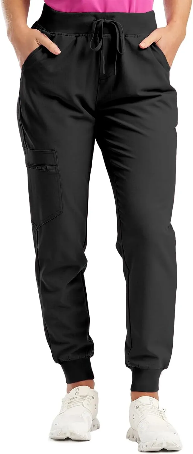 Womens Scrub Pants Soft Stretch Yoga Style with Pockets Slim Drawstring Jogger Scrubs Medical Nursing Scrub Bottom