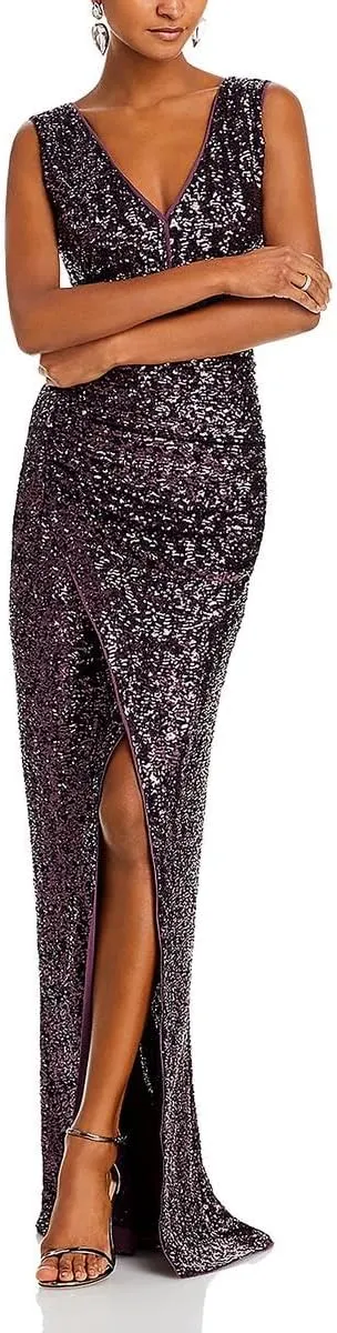 Womens Sequined Sleeveless Evening Dress