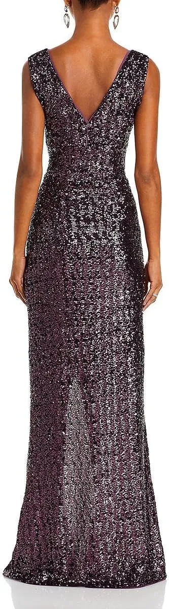 Womens Sequined Sleeveless Evening Dress