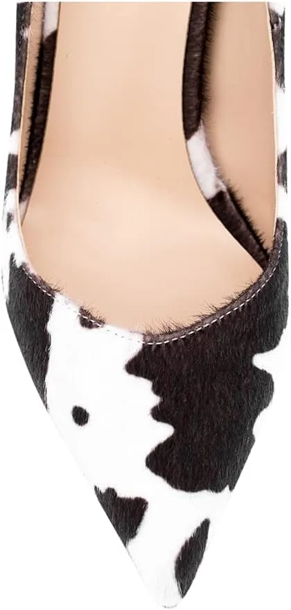 Women's Sexy Leopard Animal-Print Stiletto Pointed Closed Toe Slip On 4IN High Heel Pumps for Party Evening