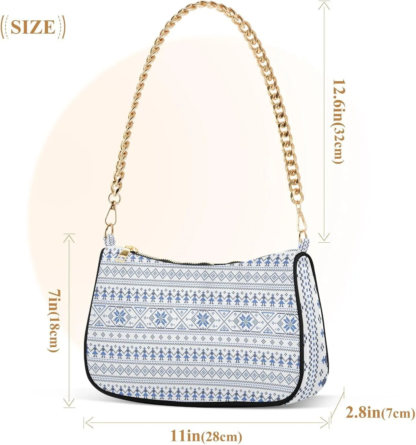 Women's Shoulder Handbags Chain Shoulder Brace for Women Bag Geometric Pattern Ladies Vacation Handbags Tote Purse,Multi1