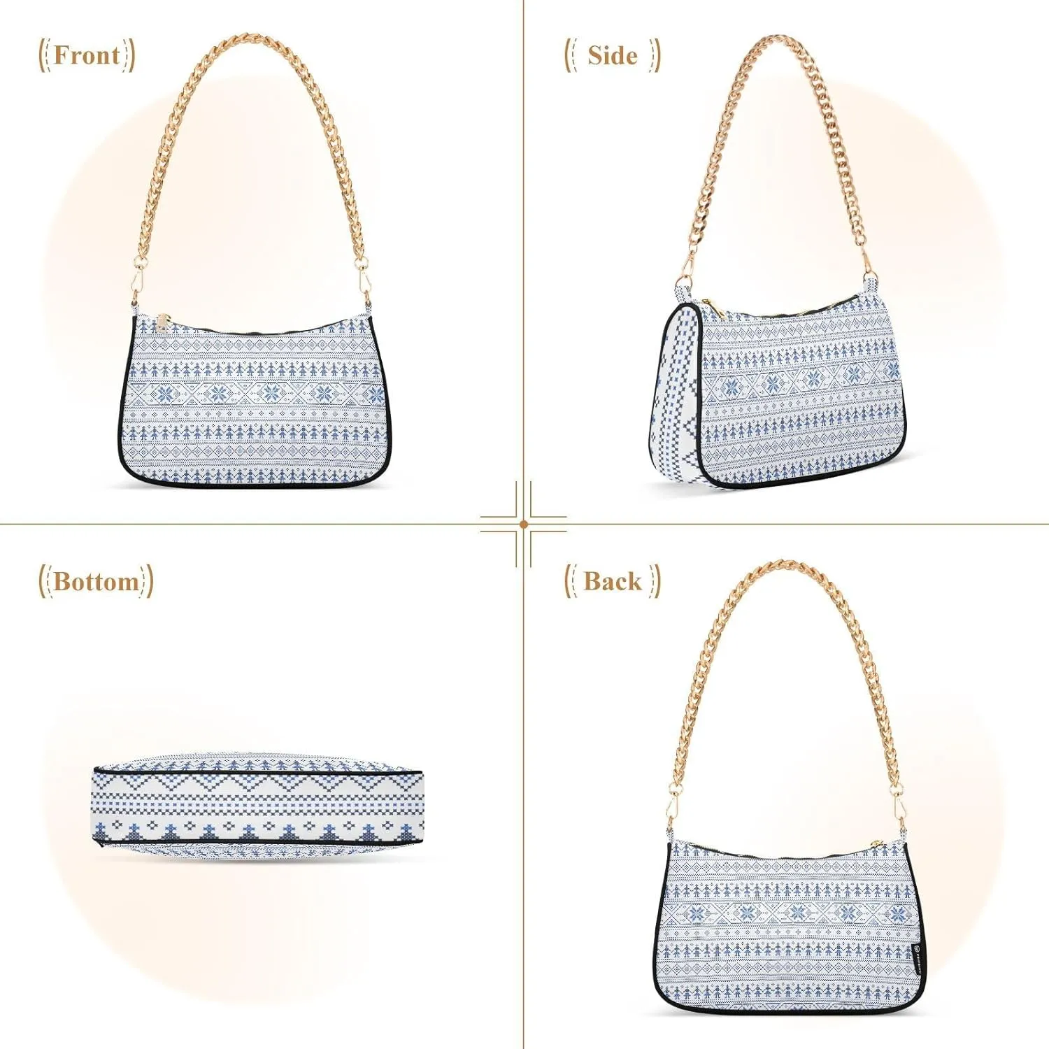 Women's Shoulder Handbags Chain Shoulder Brace for Women Bag Geometric Pattern Ladies Vacation Handbags Tote Purse,Multi1