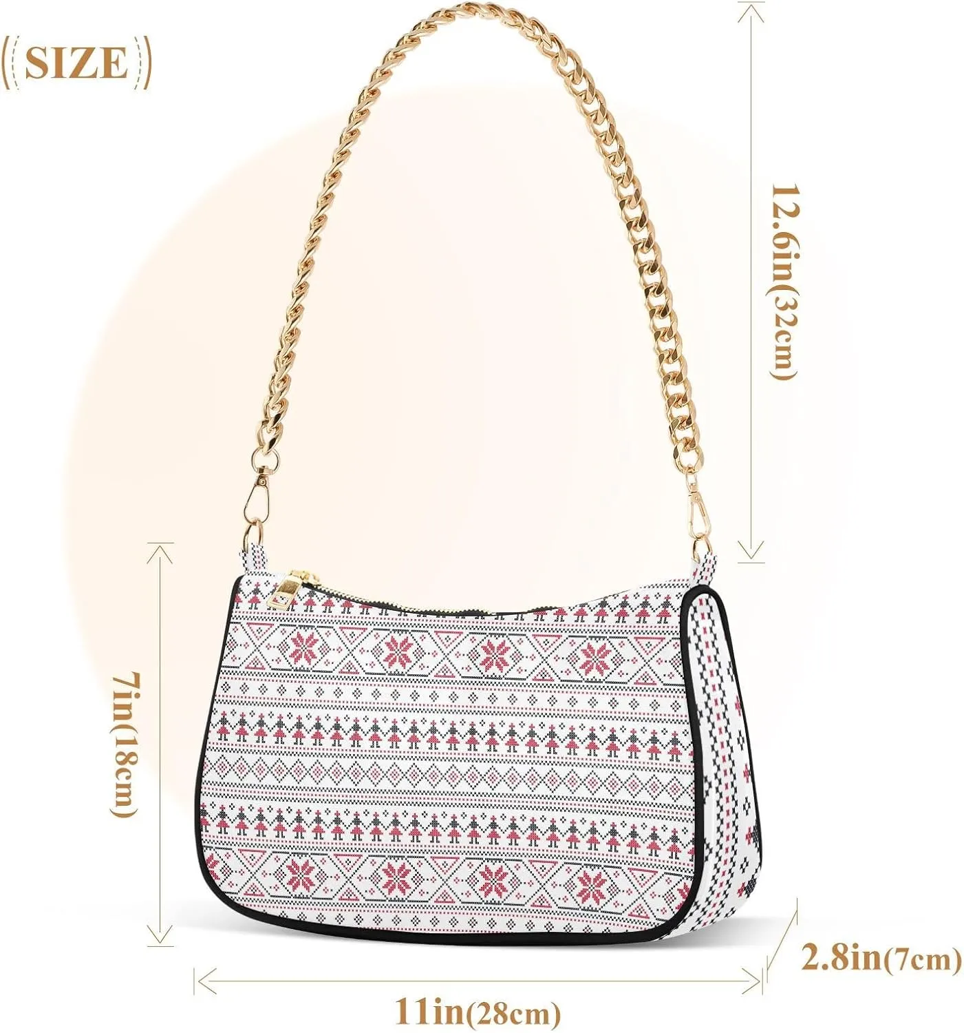 Women's Shoulder Handbags Chain Shoulder Brace for Women Bag Geometric Pattern Ladies Vacation Handbags Tote Purse,Multi1