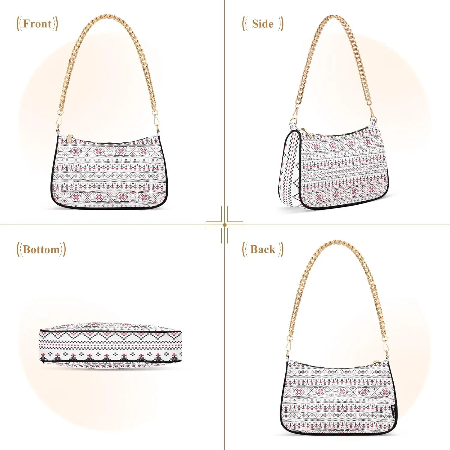 Women's Shoulder Handbags Chain Shoulder Brace for Women Bag Geometric Pattern Ladies Vacation Handbags Tote Purse,Multi1