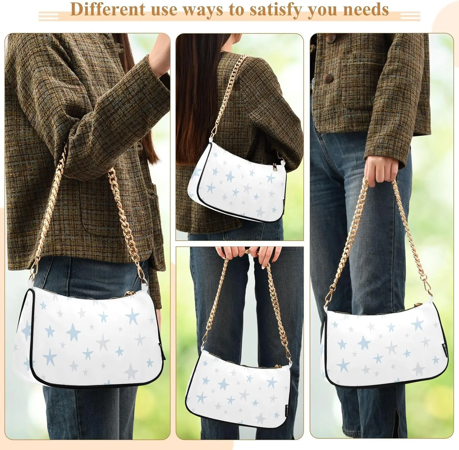 Women's Shoulder Handbags Chain Shoulder Brace for Women Bag Graphic Prints Ladies Vacation Handbags Tote Purse,Multi1