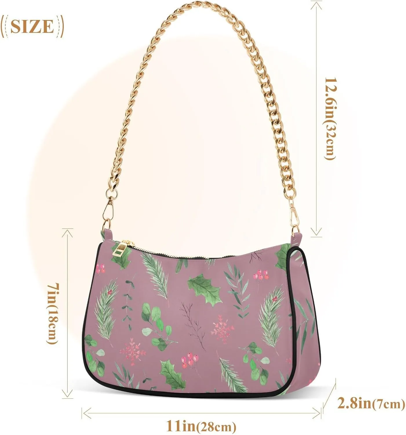 Women's Shoulder Handbags Chain Shoulder Brace for Women Bag Leaves Print Ladies Vacation Handbags Tote Purse,Multi1