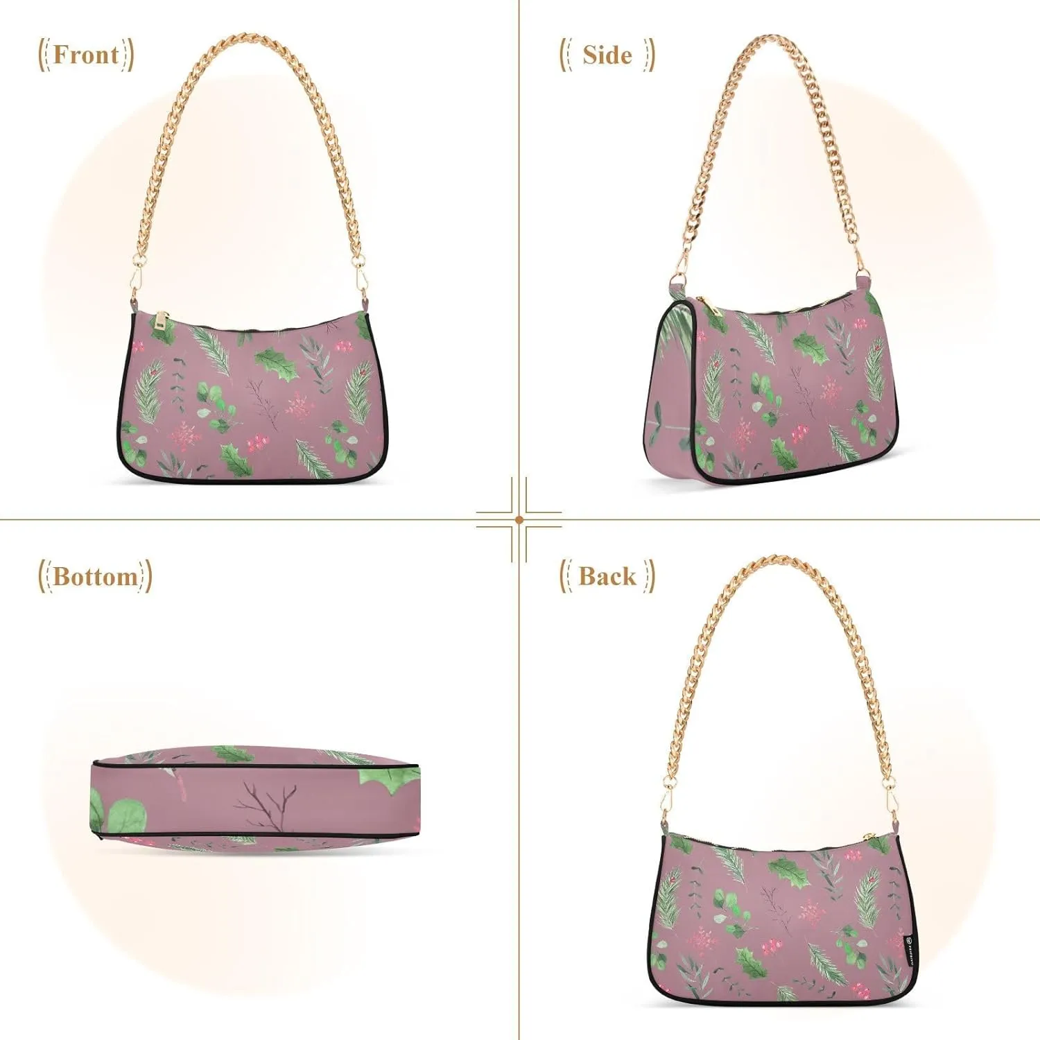 Women's Shoulder Handbags Chain Shoulder Brace for Women Bag Leaves Print Ladies Vacation Handbags Tote Purse,Multi1