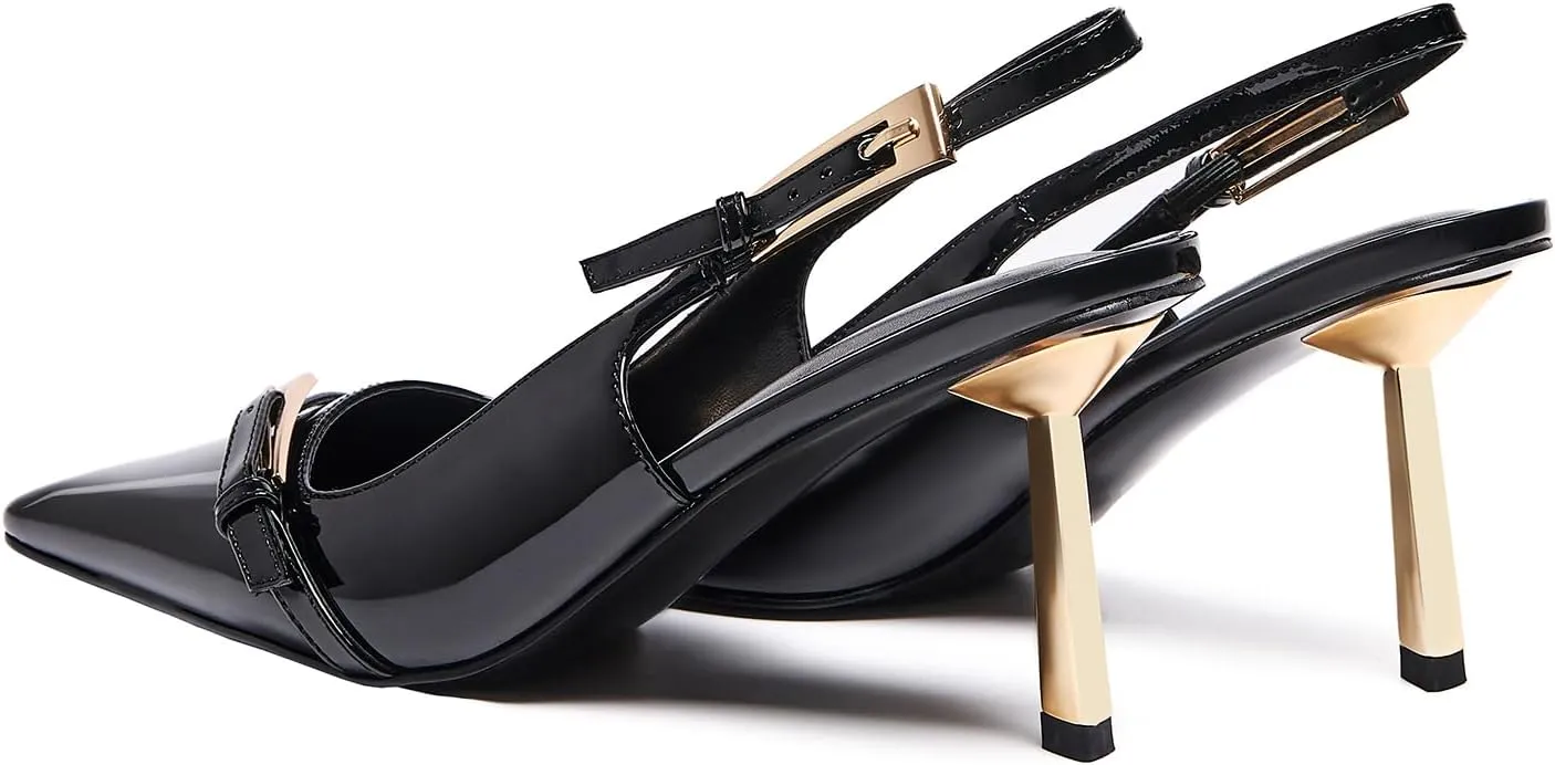 Womens Square Toe Stiletto Sandals Slingback Dressy Heels for Evening Parties Weddings Prom Shoes