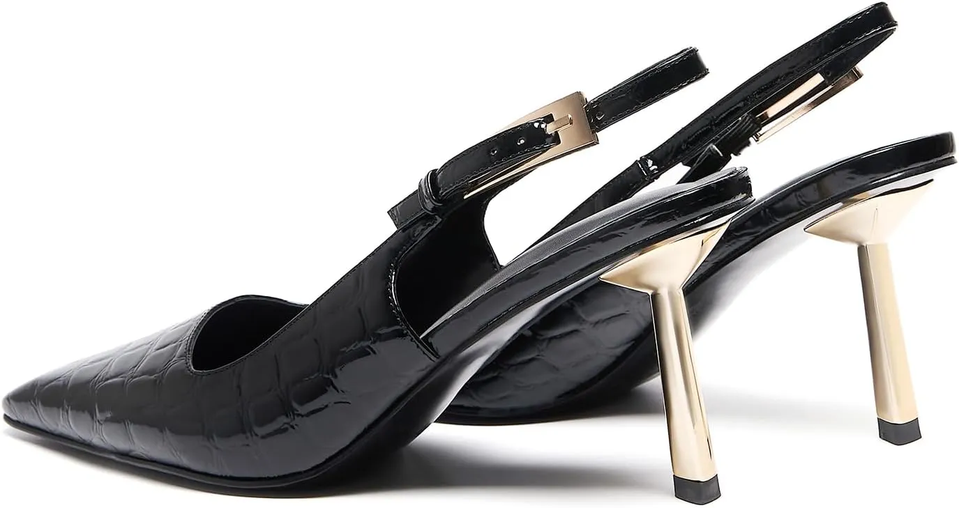 Womens Square Toe Stiletto Sandals Slingback Dressy Heels for Evening Parties Weddings Prom Shoes