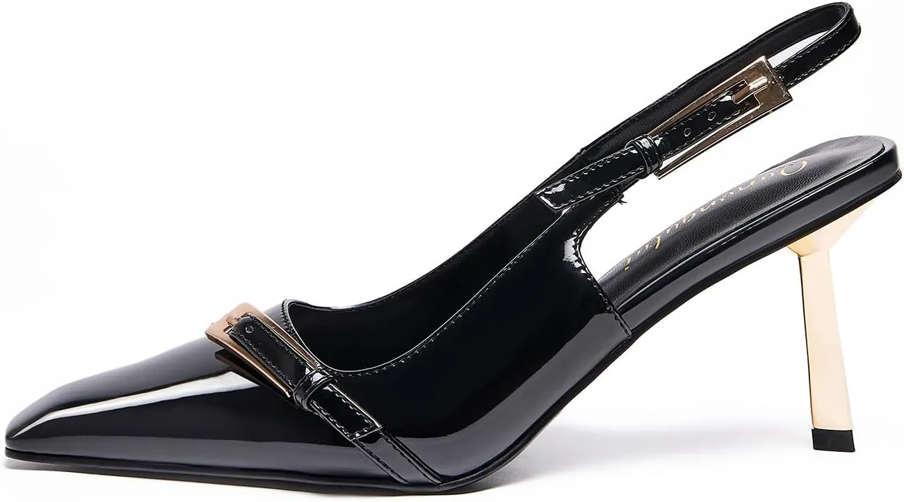 Womens Square Toe Stiletto Sandals Slingback Dressy Heels for Evening Parties Weddings Prom Shoes