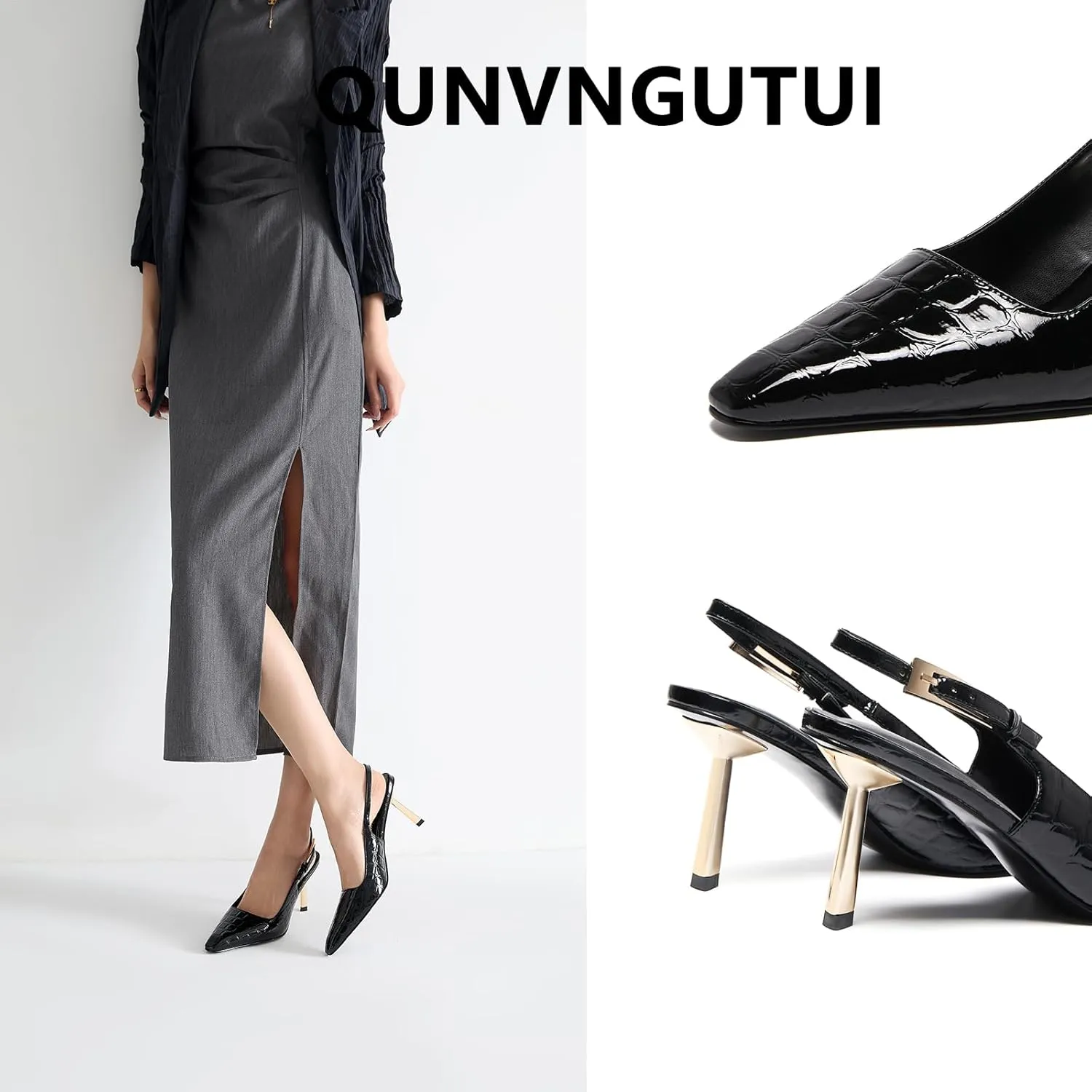 Womens Square Toe Stiletto Sandals Slingback Dressy Heels for Evening Parties Weddings Prom Shoes