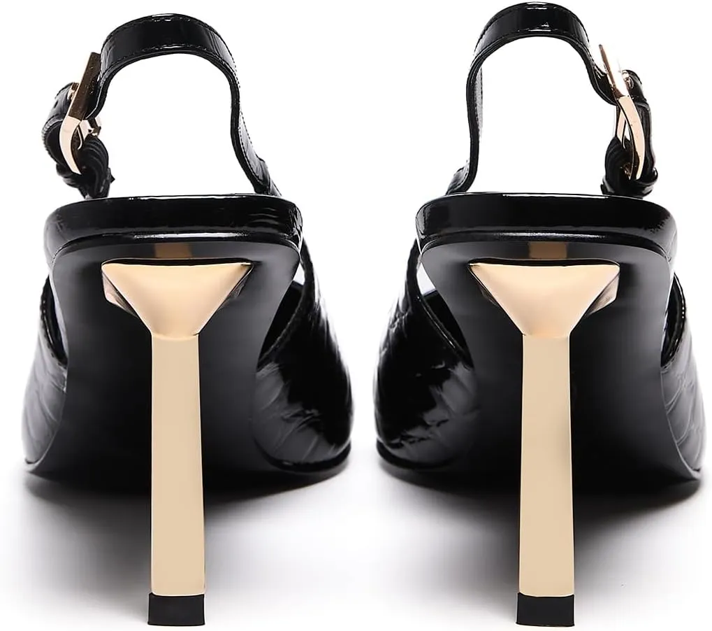 Womens Square Toe Stiletto Sandals Slingback Dressy Heels for Evening Parties Weddings Prom Shoes