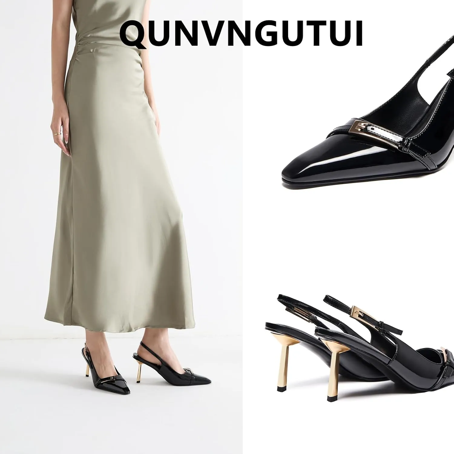 Womens Square Toe Stiletto Sandals Slingback Dressy Heels for Evening Parties Weddings Prom Shoes