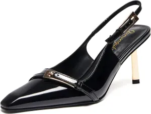 Womens Square Toe Stiletto Sandals Slingback Dressy Heels for Evening Parties Weddings Prom Shoes