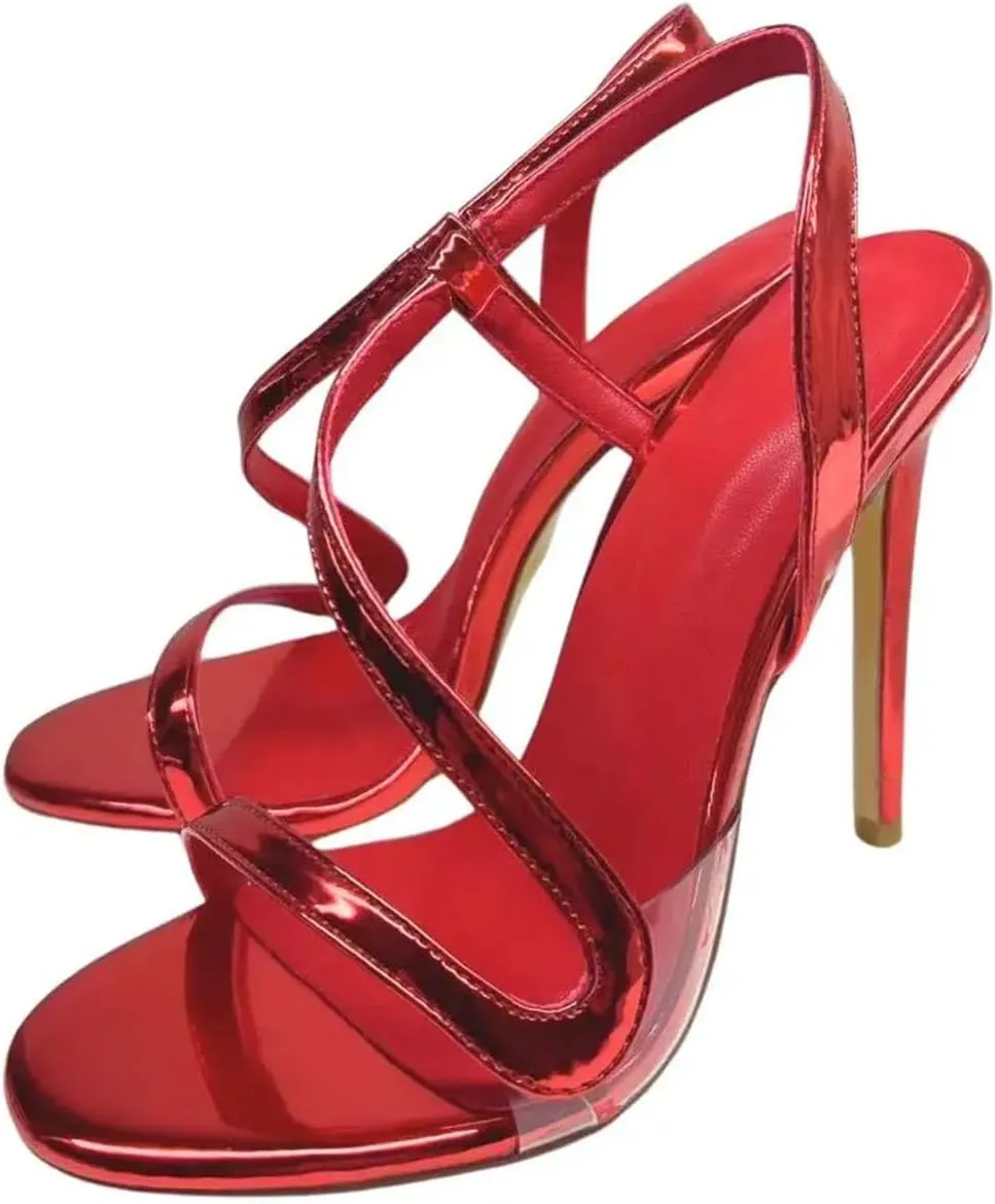 Women's Strappy Peep Toe Sandals, Stiletto Heels Evening Party Footwear