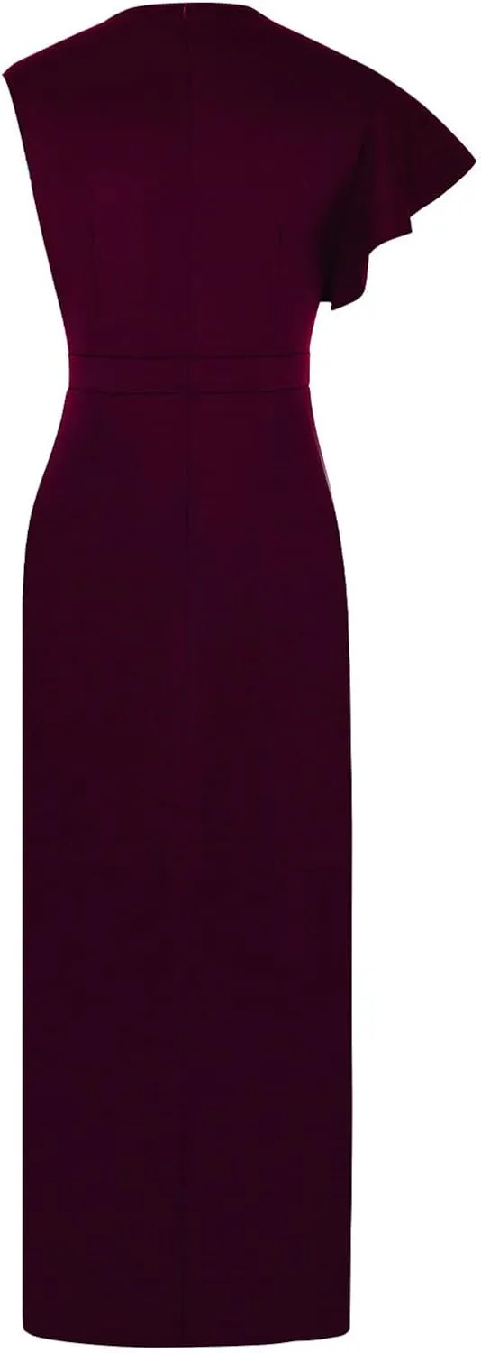 Women's Teal Ruffle Sleeve Maxi Dress with Side Slit Elegant Formal Gown for Evening Events Weddings Special Occasions
