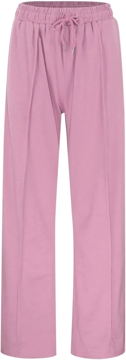 Women's Wide Leg Sweatpant High Waist Baggy Casual Elastic Drawstring Workout Active Joggers Pants with Pockets