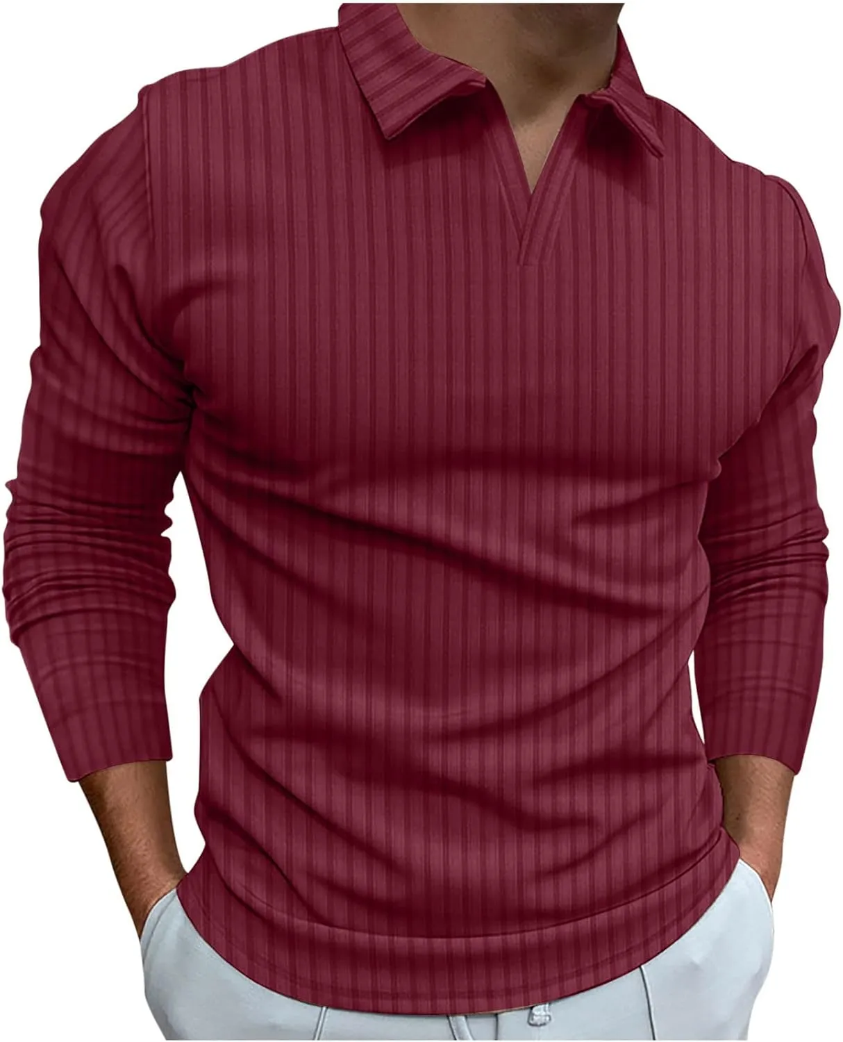 Work Shirts for Men 2023 Regular Fit Long Sleeve V Neck Solid Work T Shirt Casual Muscle Fitness Sport Clothes