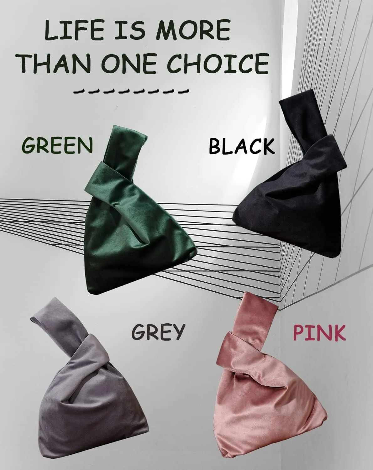 Wrist Bag,Elegant Style Portable Purse,Velvet Knot Bag,Phone Wallet Gift for Women
