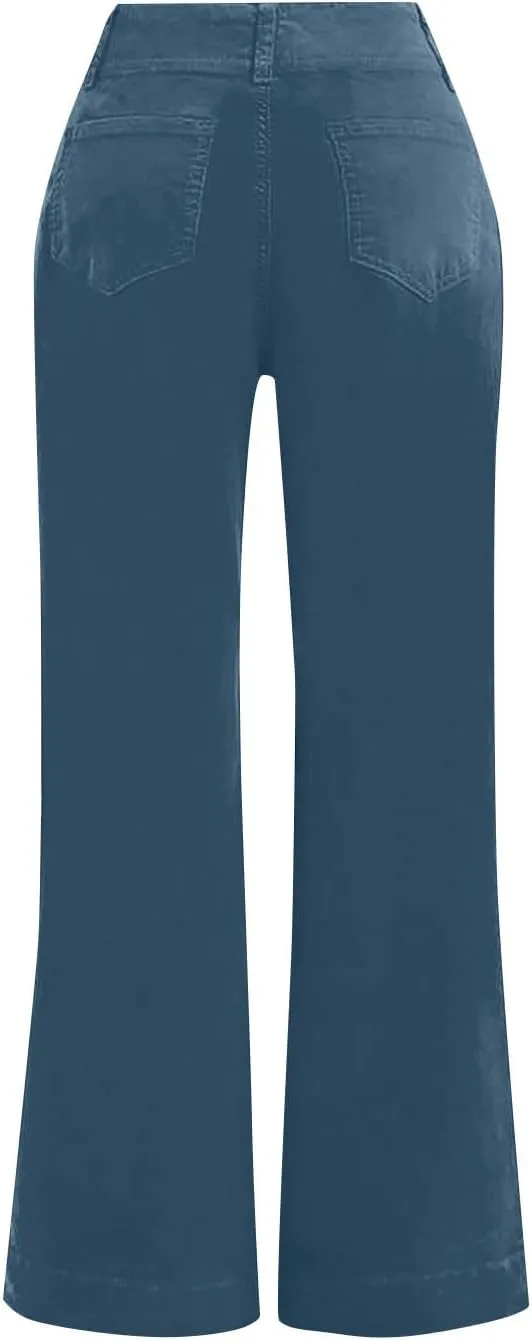 Xiaojmake Women Casual Twill Chino Pant Flare Slim Fit Boot Cut Stretch Dress Pant Bootcut Cotton Pull On Pants with Pockets