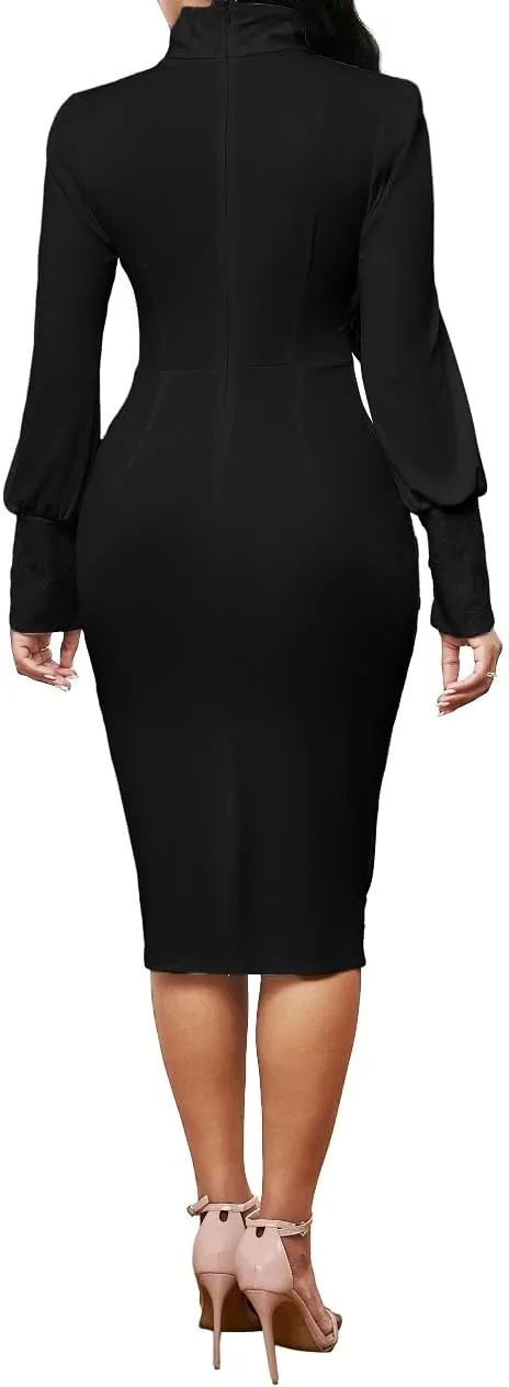 Xinlees Women's Elegant Business Dress Casual Knee Length Bodycon Pencil Dress
