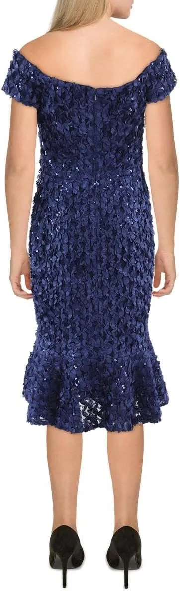 Xscape Womens Petites Sequined Cocktail and Party Dress