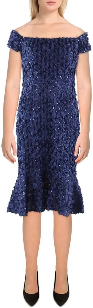 Xscape Womens Petites Sequined Cocktail and Party Dress