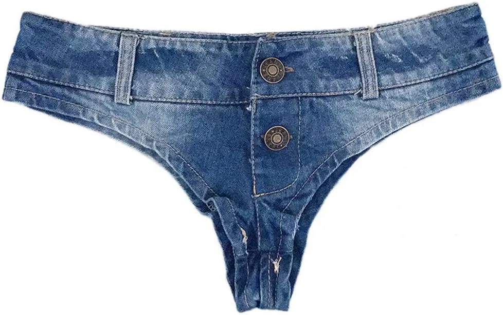 xxxiticat Women's Low Rise Mini Denim Shorts High Cut Short Beach Clubwear Sexy Jeans Denim Booty Double Button Shorts