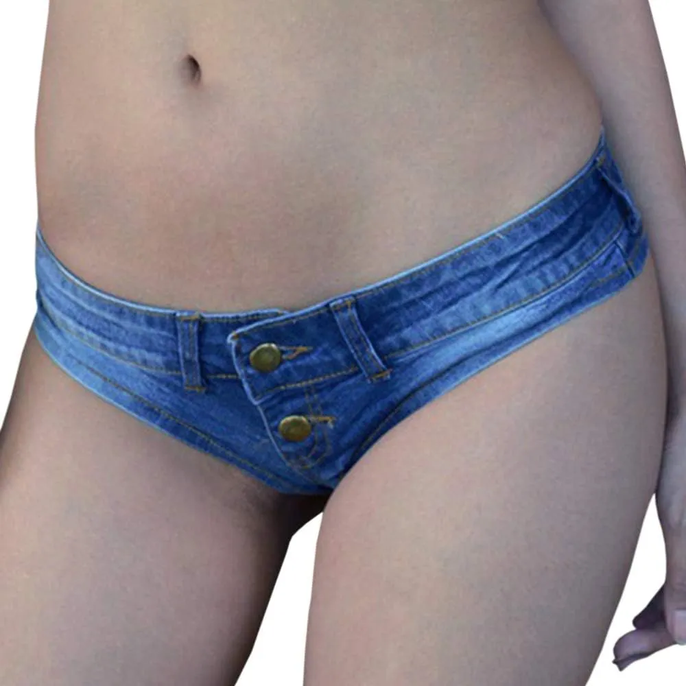 xxxiticat Women's Low Rise Mini Denim Shorts High Cut Short Beach Clubwear Sexy Jeans Denim Booty Double Button Shorts